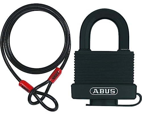 ABUS Schlaufenkabel Cobra 10 - Stahlseil mit Kunststoff ummantelt - Sicherung für Fahrrad- und Motorrad-Zubehör - 1,4 Meter lang & Vorhängeschloss Messing 70/45 - wetterfes ABUS-Sicherheitslevel 5