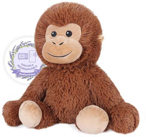 SuzziPals Heatable & Coolable Monkey Stuffed Animal, Microwavable Heating Pad Plushies for Soothing & Relaxation, Lavender Scented Stuffed Plush Toys, Monkey Gifts Boys Girls