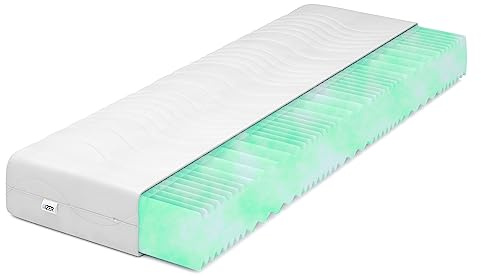 IZER Aqua Wave Kaltschaummatratze Härtegrad H3 80x190 11cm Orthopädische RG30 Matratze 7-Zonen Matratzenbezug mit Reißverschluss
