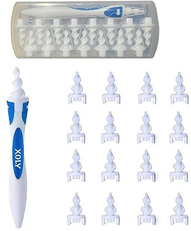 Easy Ear Wax Remover by XOLY Ear Cleaner Tool Kit for Human Smart Spiral Earwax Removal Tool with 16 pcs Washable Tips, Safe and Soft, Suitable for Kids & Adults