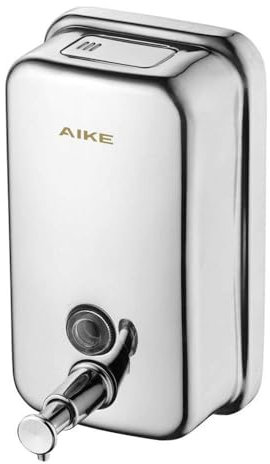 AIKE AK1001 Dispensador de Jabon de Manos, Comercial Dispensador de Jabón Pared de Acero Inoxidable Recargable (Pulido 1000ML)