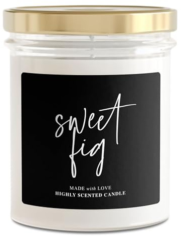 TIENDA EURASIA – Vela Aromática, 6 Distintos Aromas, Perfumada, Material Cera, Vela en Frasco de Vidrio, 220 gr, para decorar Hogar, Boutique o Baño (Sweet Fig)