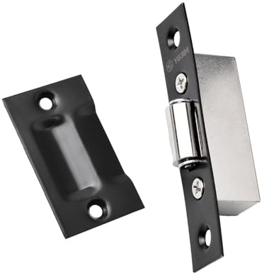 INCREWAY Leiser Rollenschnäpper, robuster Türkugelschnäpper mit Schließblech für Schranktüren (schwarz)