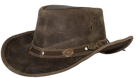 Black Jungle Sombrero de cuero Reedley - Sombrero clásico del oeste, sombrero de vaquero.., charcoal, XXL