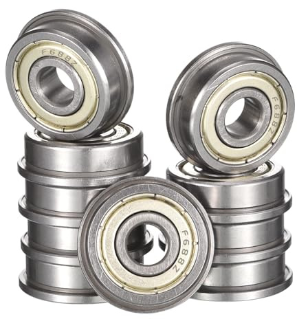 HiPicco F688ZZ Flanged Ball Bearing, ID 8mm x OD 16mm x Width 5mm Miniature Bearings, Double Metal Shielded Deep Groove Bearings, Pre-Lubricated (GCr15) Chrome Steel 10pcs