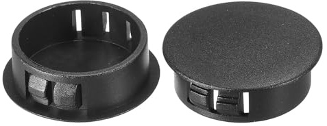 PATIKIL 30 mm (1,2) Plastique Trou Bouchons, 20pcs Affleurant Type Rond Trou Bouchons Couvercle Enclencher Verrouillage Trou Tube pour Table Cuisine Armoire Meuble, Noir