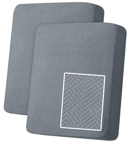 YSTELLAA Copriseduta Divano Elasticizzato, Copricuscino Divano Universale, Fodera Cuscino Seduta Antiscivolo, Lavabile, Super Morbido, 1 Posto-2 Pezzi, Grigio Chiaro