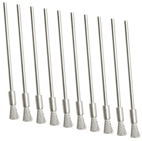 GLADFRESIT 10 cepillos de alambre de acero extendido, acero inoxidable para eliminar pequeñas grietas y polvo del teclado, herramienta de limpieza giratoria para pulir el óxido