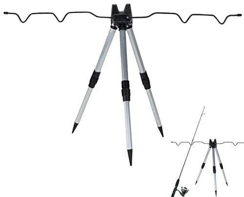 Jorzer Fishing Tripod Rod Rest Stand Foldable Fishing Stand Anti-rust Non-slip Telescopic Aluminium Alloy Holder Outdoor Pole Rest Portable for Sea Beach Shore Pier
