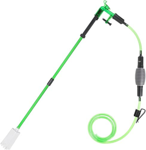 AQQA Aquarium Siphon Gravel Cleaner, 3 in 1 Fish Tank Syphon Pump Kit with Extendable Length and Fixed On Fish Tank, Manual Water Change and Sand Washing (AQ113-S)