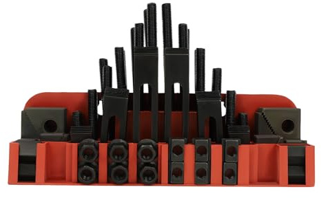 58Pcs T-Slot Clamping Kit, M12 Clamping Kit Hardened Combined Press Plate Lathe Milling Machine Set 33 * 10.5 * 8.2cm