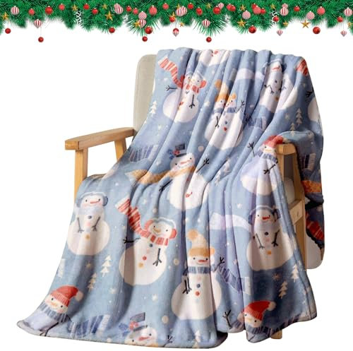 FILOEEX Weihnachtsdecke Sherpa Decke,Deck Glow In The Dark,Weihnachts Kuscheldecke Kinder,Schneemann Sherpa Fleece Decke,Sofa Flanell Fleecedecke Decke Weihnachten für Mädchen Junge (Mix B)