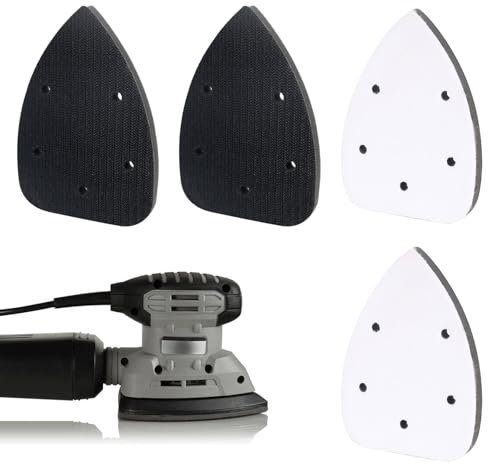 XCRPRT Cuscinetti di supporto in carta vetrata per levigatrice a 5 fori, cuscinetti abrasivi in spugna con gancio e anello, morbido cuscinetto per interfaccia triangolare per levigatrice e accessori