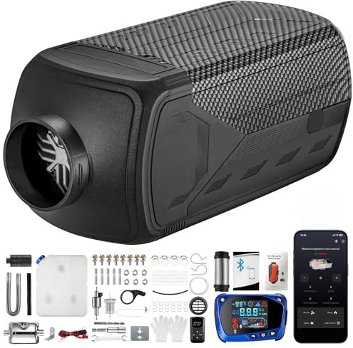 Riscaldatore diesel 2024 8KW Bluetooth APP Control 12V-24V Riscaldatore ad aria diesel portatile con silenziatore, telecomando, monitor LCD, riscaldamento rapido, sbrinamento, sbrinamento per camper