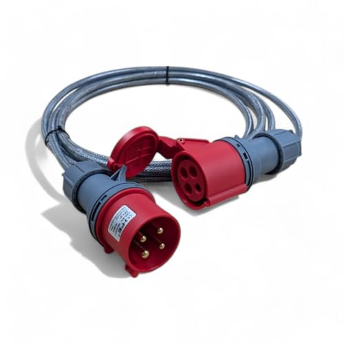 3 Phase 16A 4 Pin 415V IP44 Extension Lead 35m – IEC 60309 3P+E Red – SY Heavy Duty Armoured Cable – PAT Tested With Certificate (35 Metre)