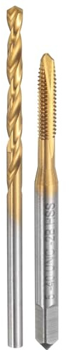 QUARKZMAN Juego de Machos y Brocas 1 Pieza Macho de Roscar Espiral 5-40 Unc | 1 Pieza Brocas de Espiral de 2.6Mm, Kit de Herramientas de Roscado y Taladrado, Recubiertas de Titanio Hss-6542, y