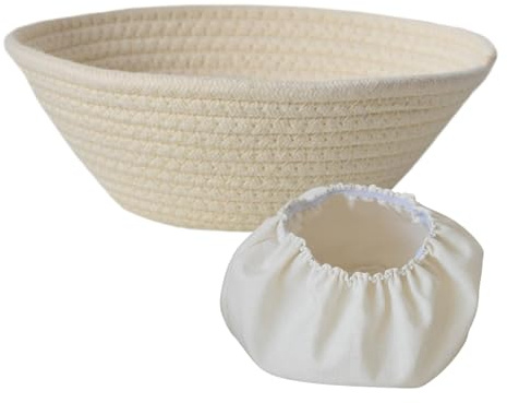 Cesta de fermentación para pan, cesta de fermentación grande de ratán natural, cesta de masa fermentada para panaderos profesionales (con funda de tela), panadería, cafetería