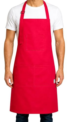 HOUSE ART LIFE Küchenschürze – Geschenk für Frauen und Männer, Koch- und Grillschürze, Schürze mit 3 Taschen, verstellbar mit langen Bändern, ideal für BBQ, Partys, für Vater, Großvater, Garten Café