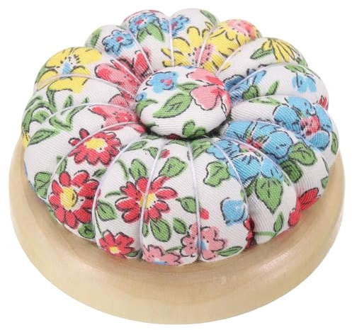 sourcing map Pin Cushions Sewing Cute Needle Japanese Style Cushion Needle Holder Pincushions Magnetic Top Wooden Base for Sewing Quilting Needlework DIY Crafts, Floral White