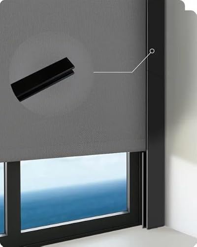 Graywind Adjustable Light Blockers 100% Blackout Blocking Strips U-Shaped for Window Roller Shades Block Light Along The Sides of Blackout Blinds(Black,51.2-98,2pcs)