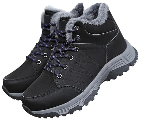 SAUTRV Bequeme Winterschuhe aus Baumwolle, rutschfeste Stiefel für Damen, Stiefel, Waetpoof Damen-Winterschuhe, Größe 43, Schwarz , 40 EU