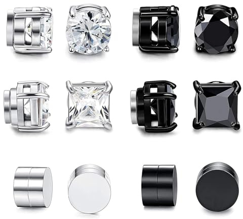 6 Paar Magnet Ohrringe Herren,Magnetische Ohrringe Herren Trendige Nicht Durchbohrte,Magnetic Earrings for Men für Männer & Damen,Magnetohrringe Stilvolle Mode Accessoires