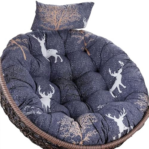 QOPIGFBN Papasansessel Kissen Sitzauflage,Hanging Stuhl Kissen,Rundes Dicke Stuhlkissen,Gartenstuhl Matte,Leicht Bequeme Schwungstuhlkissen im Freien Sitzkissen für Indoor Outdoor Garten (Hirsch)