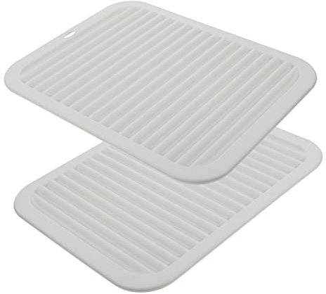 GRIRIW 2 Piezas Alfombrilla de Silicona Antideslizante para Cocina de Resistente al Calor Protector de Mesa para Olla y Sartenes para Secar Platos y Escurrir Cubiertos Color Gris