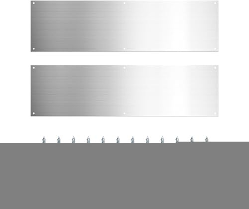 Placa De Patada De Puertas De Acero Inoxidable Satinado | Protección De Servicio Pesado | Acabado De Metal Cepillado | Auto Adhesivo O Tornillos Incluidos | Cubierta Anti -scratch | 2* Placa De Patada