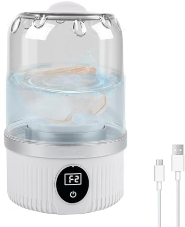 Underwear Washer, Wireless Portable Washing Machine with 2 Cleaning Mode 1L Capacity for Camping RV Travel for Underwear Sock Baby Cloth Kitchen Rags Small Pet Toys Cleaning (White)