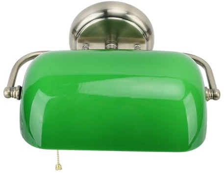 KIMISS Lampada da Parete del Banchiere Verde, Applique a Parete Interna Vintage con Interruttore a Catena a Trazione, Illuminazione Montata a retrò per Camera da Letto, Sala da Pranzo, Soggiorno