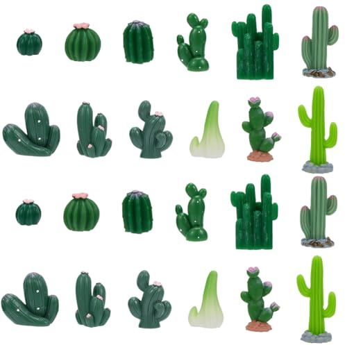 SOFPLATE 24 pz 12 stili di Cactus In Miniatura Mini Statuette di Cactus In Resina Graziose Piante Succulente Artificiali Ornamenti per Giardino dellse Fate Terrario Paesaggio Fai Da Te Artigianato Dec