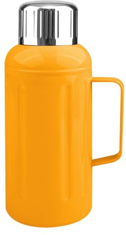 Amdoticknpf Thermosflasche 1500ml, Thermoskanne, Isolierte Wasserflasche, Isolierte Trinkflasche aus Edelstahl mit Trinkbecher und Griff, BPA Frei, für heiße Getränke, Kaffee, Tee (Orange)