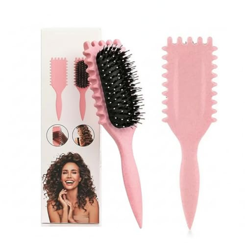 Lockborste, definierande spetsborste minskar dragning, separerar lockar, rosa 24 cm