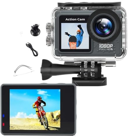 YVAAASIYC Telecamera sportiva 5K Action Camera Pro WiFi con telecomando e registrazione video HD 1080P 60FPS for bici, moto casco(No SD Card,5K-EIS)