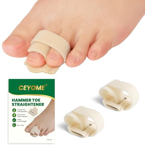 CEYOME Hammer Toe Straightener for Women & Men- 2 Pcs Broken Toe Wraps, Hammer Toe Corrector, Toe Splint Relief for Correcting Hammer Toes, Broken Toes, Crooked Toes & Overlapping Toes