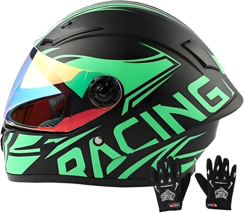 Caimcie Casco Integrale da Moto per Bambini dai 3 ai 13 Anni, omologato ECE/DOT, con Visiera, per Moto Fuoristrada, Quad, Kart, Scooter Elettrico, Ragazzi e Ragazze K,M=49-50cm