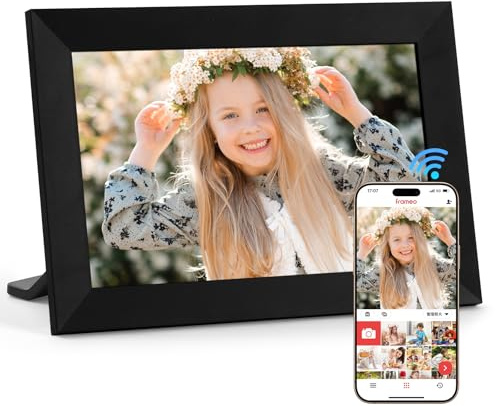 Vicloon WiFi Digitaler Bilderrahmen 10,1 Zoll, HD IPS Touchscreen Bildschirm, Automatisch Drehende, Wandmontierbar, 32GB Foto Rahmen, Einfache Weitergabe von Fotos Videos über Frameo App