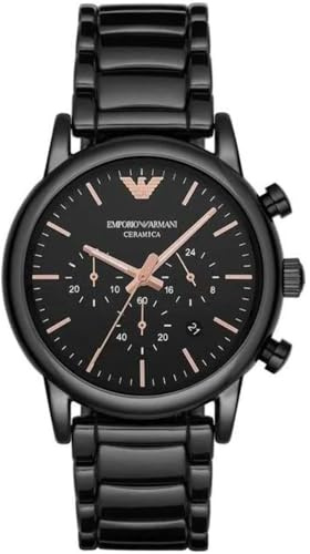 Emporio Armani Klocka för män, Quartz Chronograph-rörelse och 43mm boettstorlek med creamic-rem