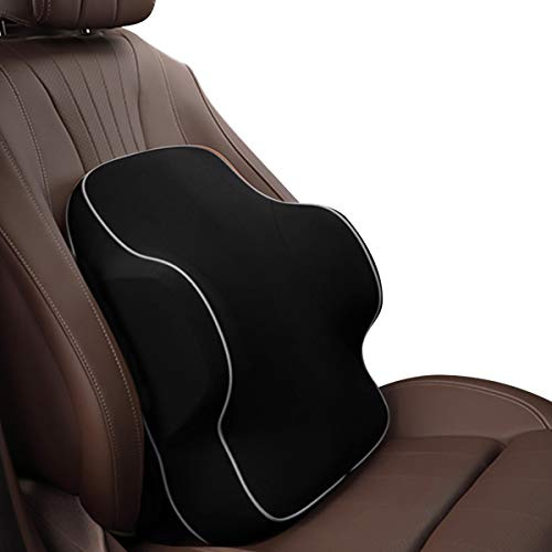 Ergocar Mousse à Mémoire Coussin De Soutien du Lombaire, Conception orthopédique pour Le soulagement de la Douleur au Bas du Dos pour Maison, Bureau, Voiture, Voyage (Noir)