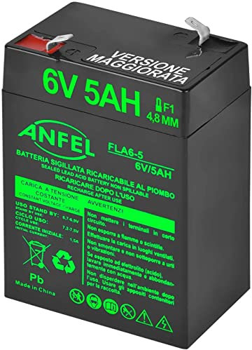 Batteria al piombo 6V 4,5Ah ricaricabile ermetica faston 4,8mm 4,5Ah 5Ah per lampade emergenza