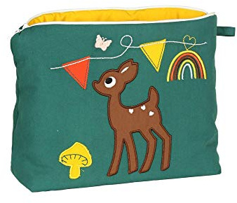 ★ Windeltasche REHKITZ & REGENBOGEN in Tannengrün - 18x26x9cm H/B/T