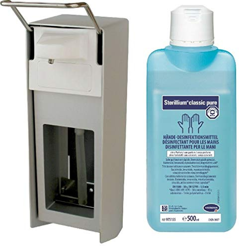 Medi-Inn Wandspender Eurospender Aluminium gebürstet kurzer Armhebel 500 ml + Bode Sterillium Classic Pure 500 ml