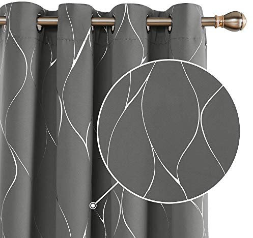 Deconovo Verdunkelungsgardinen mit Ösen dicke Thermovorhang Kälteschutz Thermogardine Hitzeschutz, Lärmschutz Vorhänge, Moderne Gardinrn für Wohnzimmer, 240x140 cm(HöhexBreite), Hellgrau, 2er Set