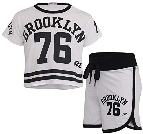 A2Z 4 Kids Flickor Crop Top Shorts Set Brooklyn 76 Outfit Clothing - Shorts Set 488 White 5-6