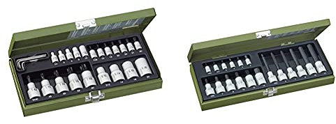 PROXXON Spezialsatz für TX-Steckschlüssel, 24-teiliges Werkzeug-Set & Spezialsatz für Innensechskantschrauben, Für 1/4-Vierkantantrieb und 1/2-Vierkantantrieb, 18-teiliges Werkzeug-Set