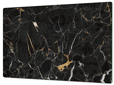 MOLTO GRANDE asse da cucina - Enorme Tagliere - Pezzo Unico (80x52cm) o Due Pezzi (40x52cm ognuno); DD32 Marmi 2 Serie Increspature Dorate Su Sfondo Nero
