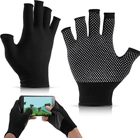 Fengyuanhong Fingerless Gloves with Grip, Black Relief Pain Hand Outdoor Non-Slip Driving Cycling, Black Half Fingerless Gloves for Women Men