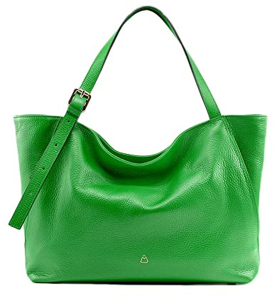 LUDMILLA MEDIA Borsa a spalla in pelle manici regolabili - Verde