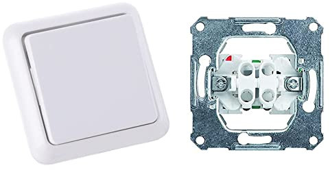 Schneider Electric ELSO Universalschalter 221604 Fashion Schalter 6 10A Steckklemmen IP44 Fab, reinweiß, einweiss & 111600 1 UP-Universalschalter (Aus-Wechselschalter) Einsatz 10A, Silber Weiß